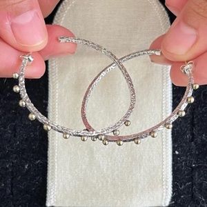 Sterling Silver and Bronze Hoop Earrings size Large